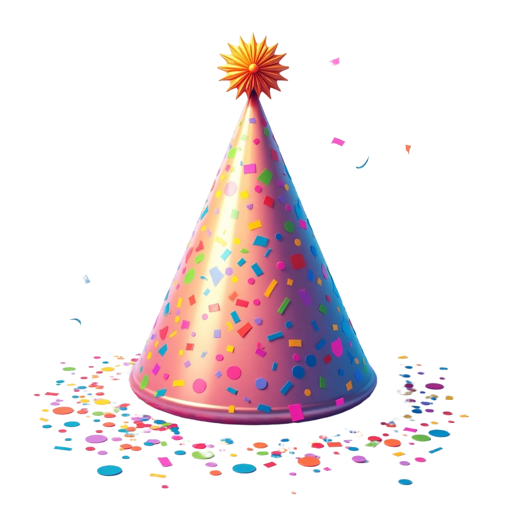 Colorful Party Hat and Confetti